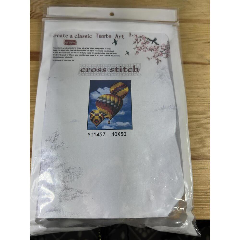 DIY Cross Stitch Kit YT1457 Hot Air Balloons Sky Scene 40x50 Printed Fabric